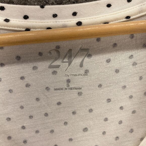 Maurices T-Shirt Women S Small White Polka Dot Round Neck Short Sleeve Rayon - Picture 5 of 9